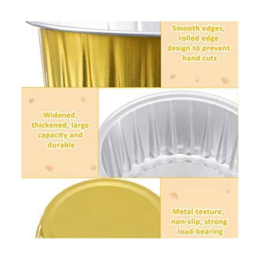 Aluminum Foil Cups Mini Baking Cups Gold Cupcake Liners Disposable Round Foil Muffin Pans for Cooki