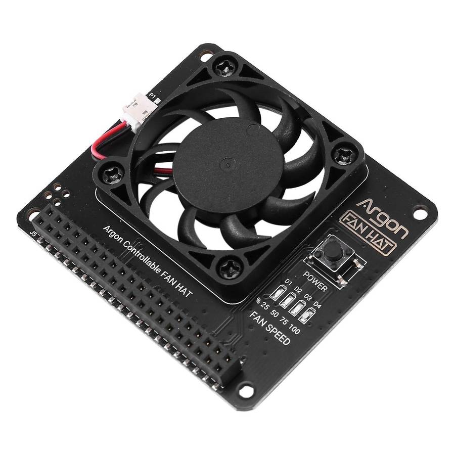 Argon Fan Hat for 4/ 3 Cooling Fan with Software Adjustable Speed / 40mm Big Fan for Raspberry Pi4