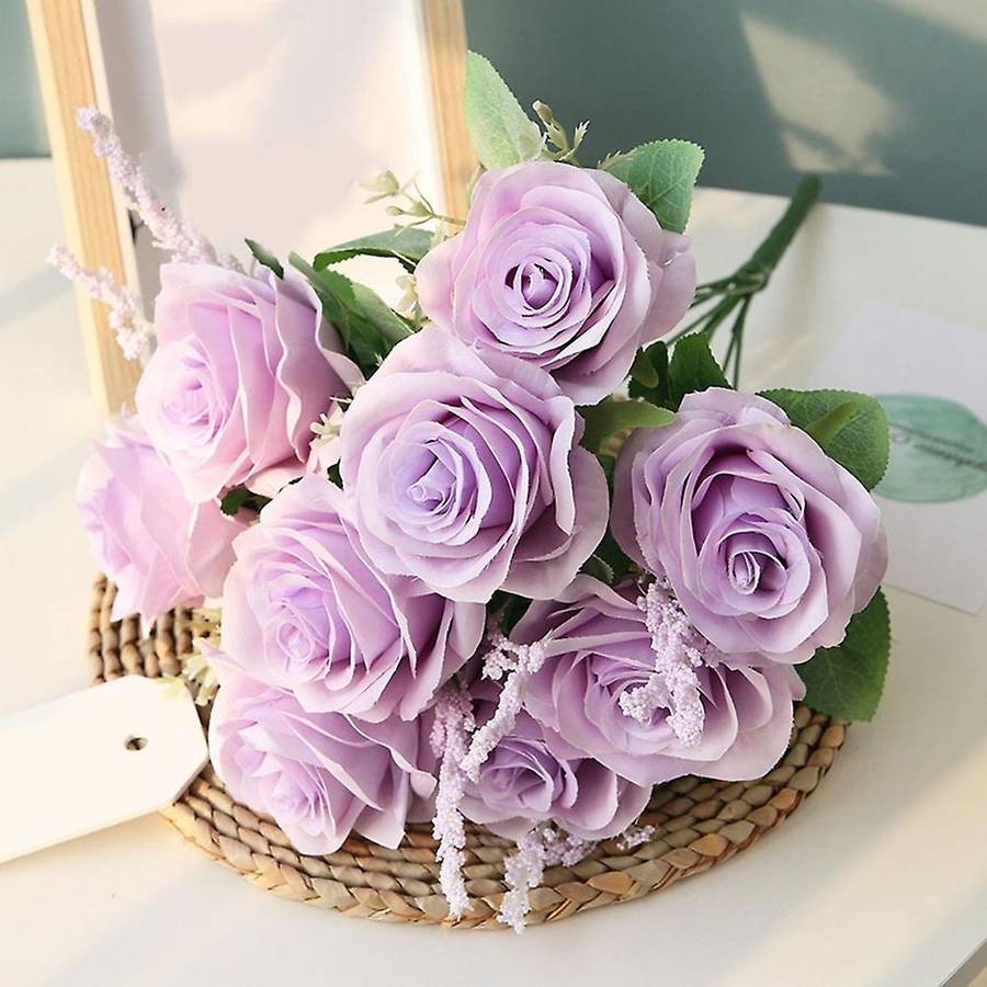 Artificial Blue Roses Flowers Silk Flower Bouquet Home Garden Decoration Wedding Roses Blue