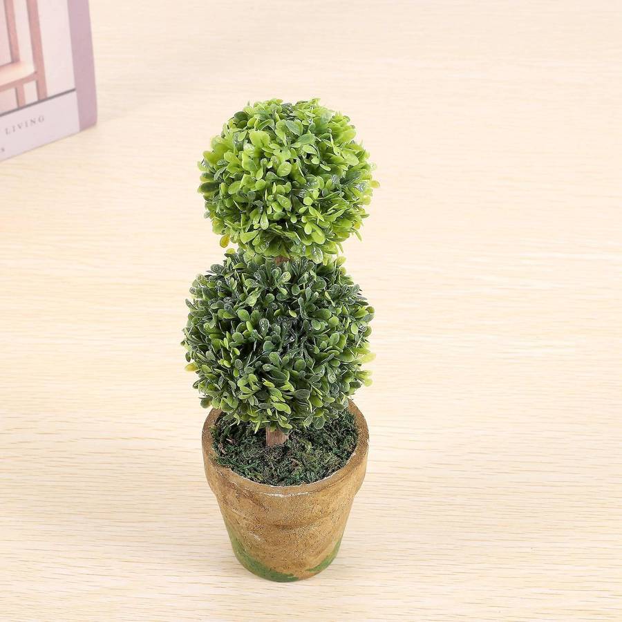 Artificial Plastic Trees In Pots Plant Potted Decor Garden Yard Indoor Outdoor Pattern:Two Ball