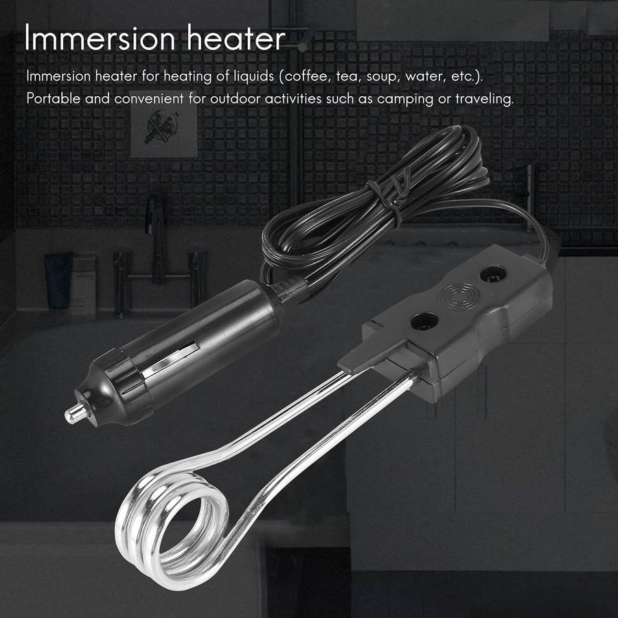 Auto immersion heater kettle Travel immersion heaters mobile immersion heaters Camping Black