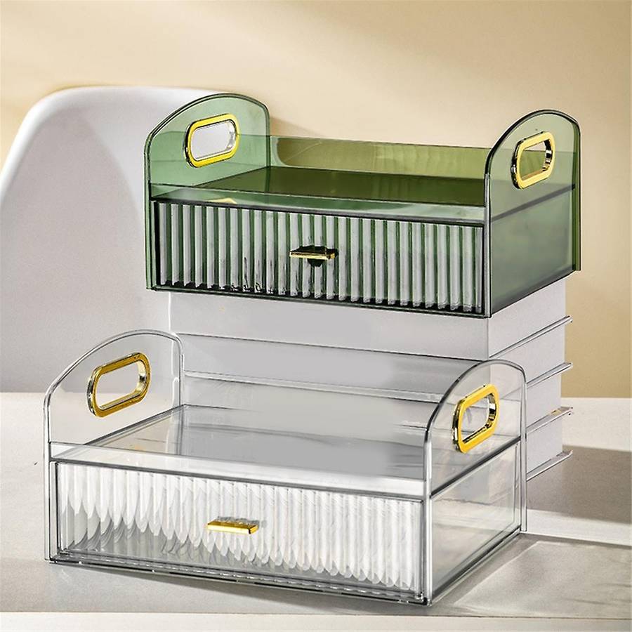 Makeup Organizer Countertop+Drawers Bedroom Vanity Clear Skincare Organizer Cute Cosmetic Display Ca