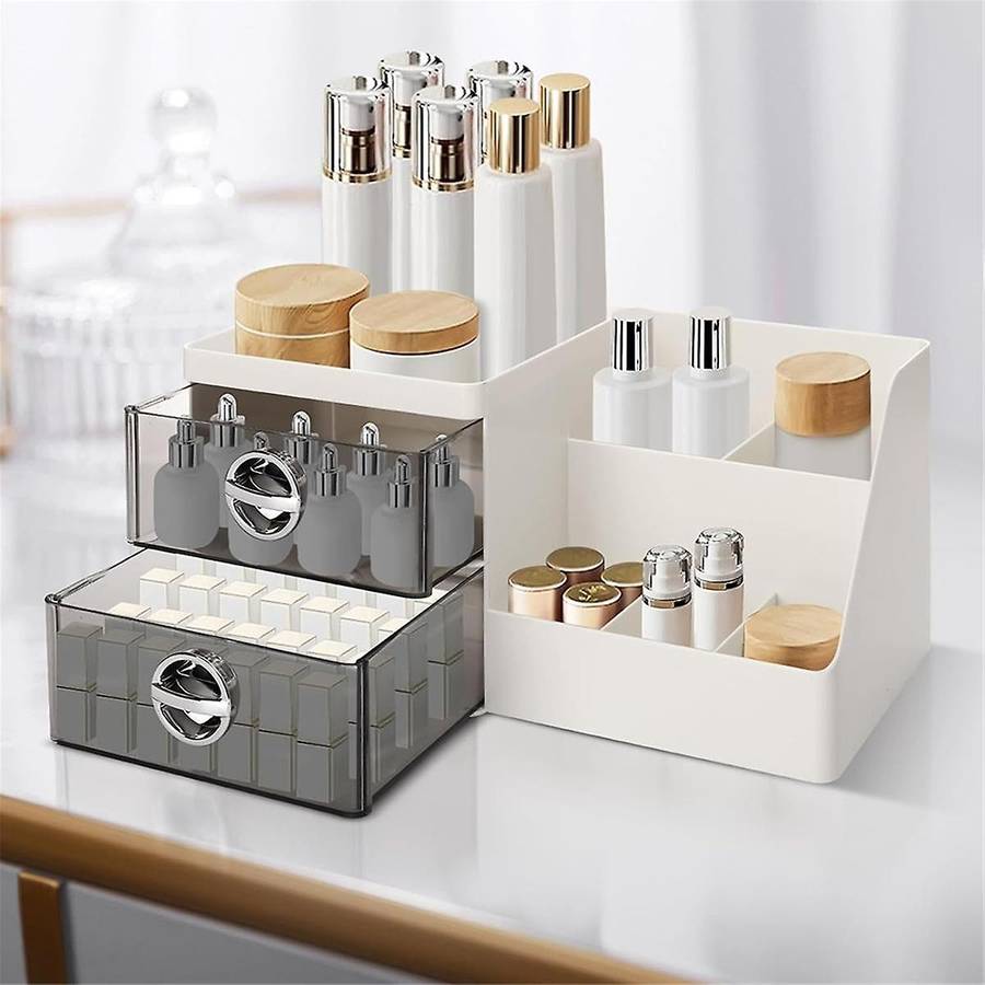 Makeup Organizer with Clear Drawers, Plastic Skincare Organizers for Vanity, Large Capacity Makeup