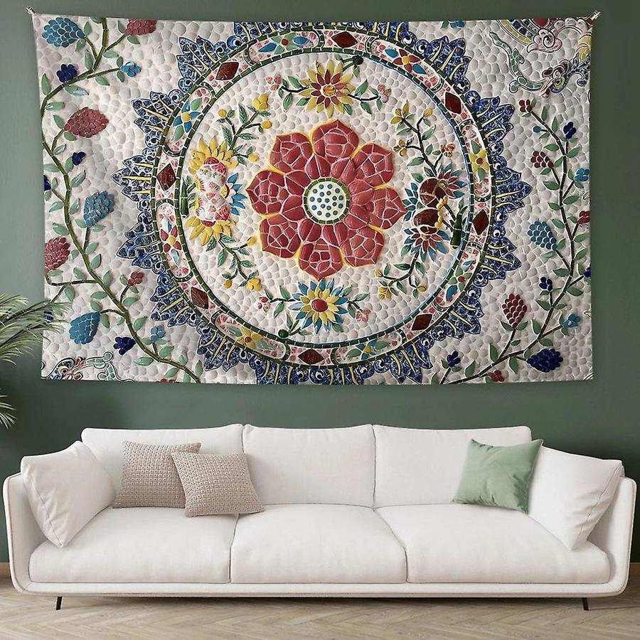 Mandala Wall Tapestry Floral Printed Tapestry Wall Hanging Bohemian Style Apartment Bedroom Decor 75