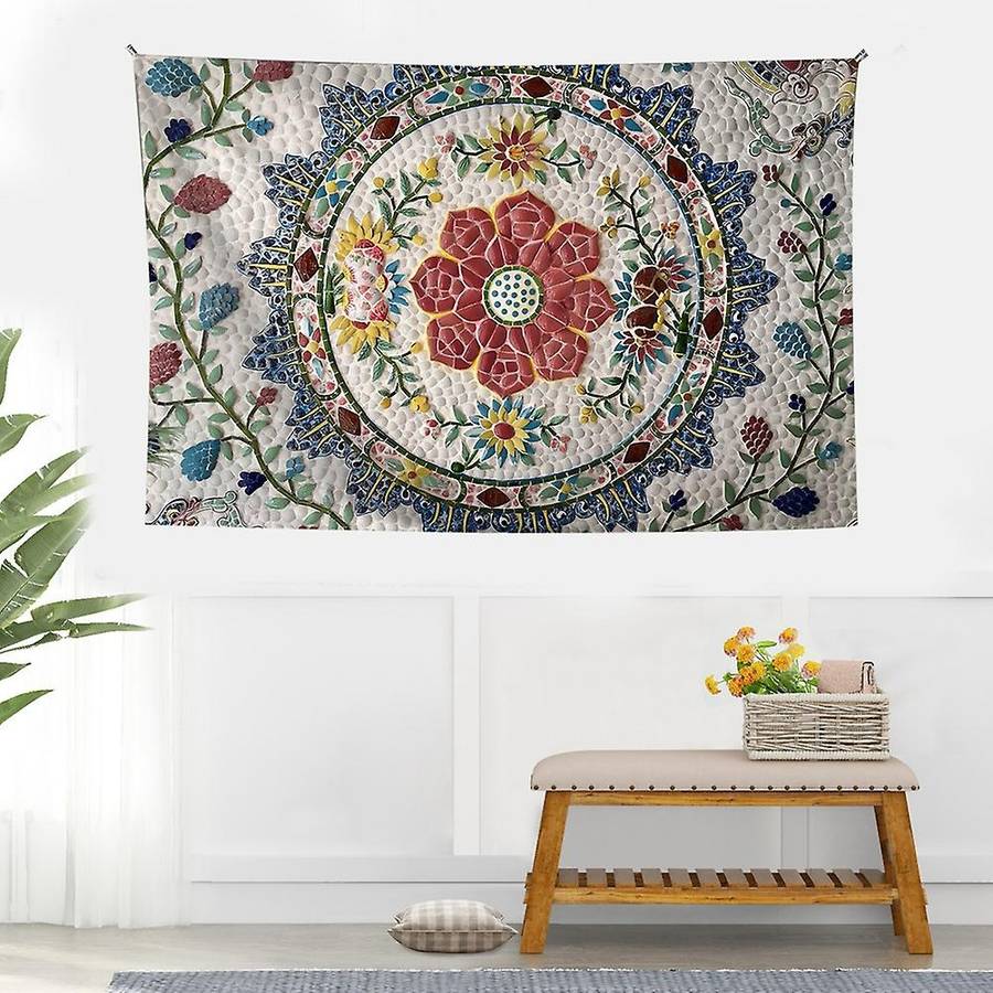 Mandala Wall Tapestry Floral Printed Tapestry Wall Hanging Bohemian Style Apartment Bedroom Decor 75