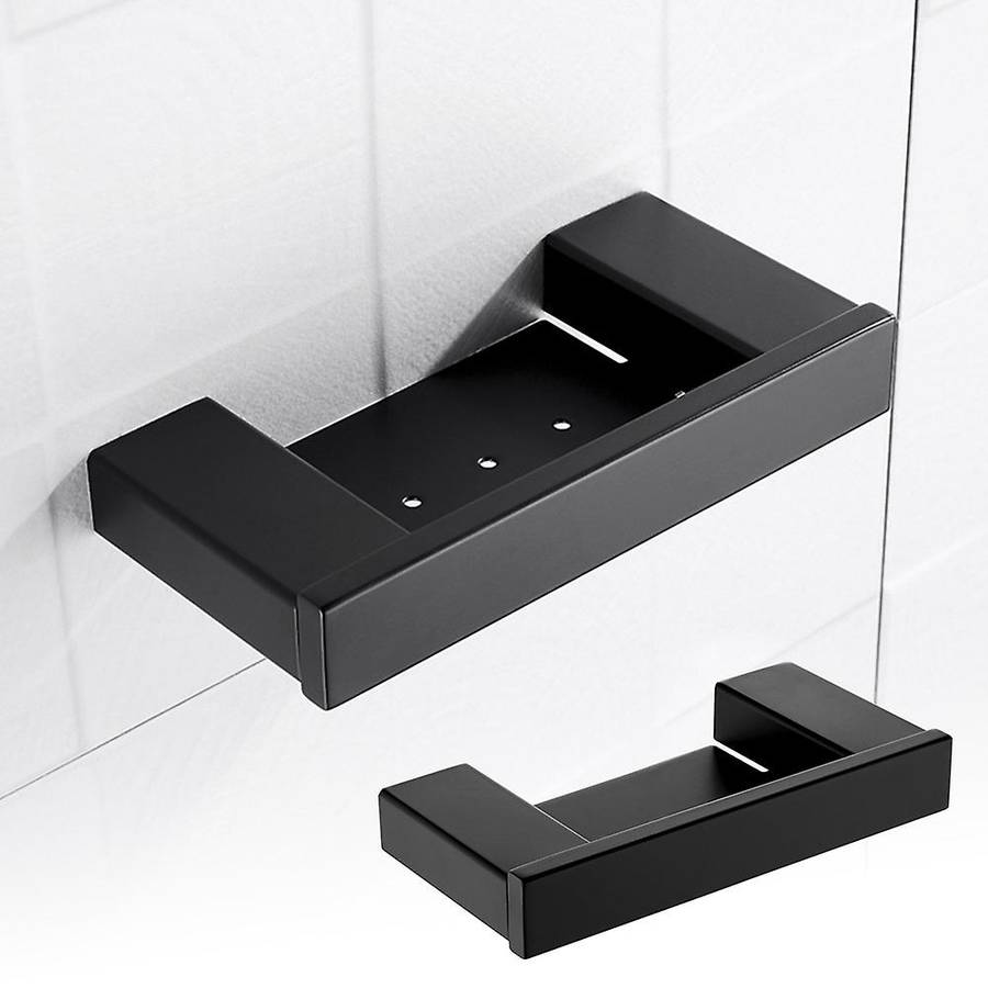 Matte Black Square Stainless Steel Soap Dish Wall-Mounted Soap Holder Bathroom Accessories