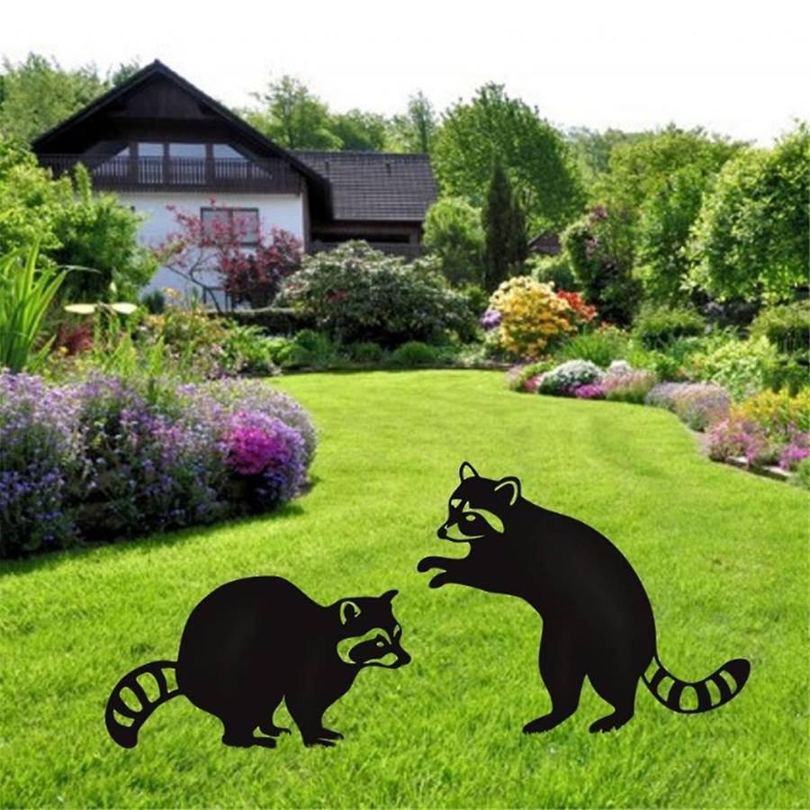 Metal Animal Garden Statues Stakes, Black Animal Silhouette Animals Decorative Garden Stakes,Outdoor