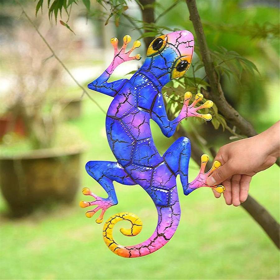 Metal Gecko Yard Garden Decoration for Outdoor Statues Home Garden Wall Decor Miniature Sculpture Li