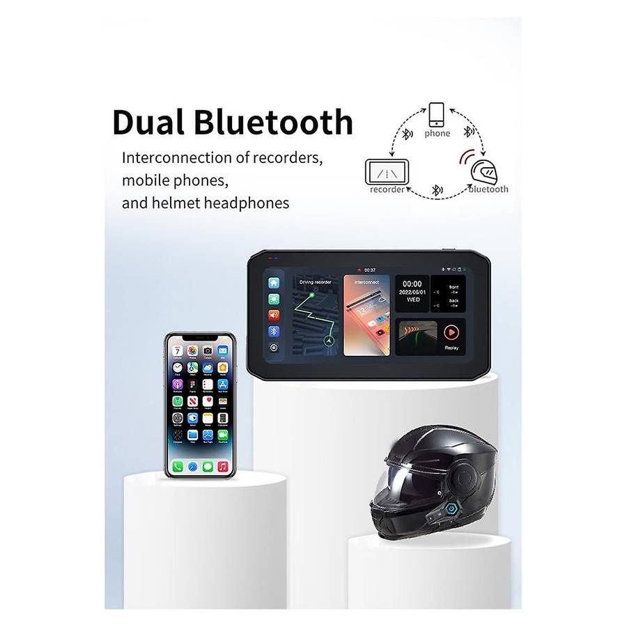 MG610 6.25inch Display Motorcycle Portable Navigator GPS WiFi Wireless CarPlay Android Auto Dual Cam