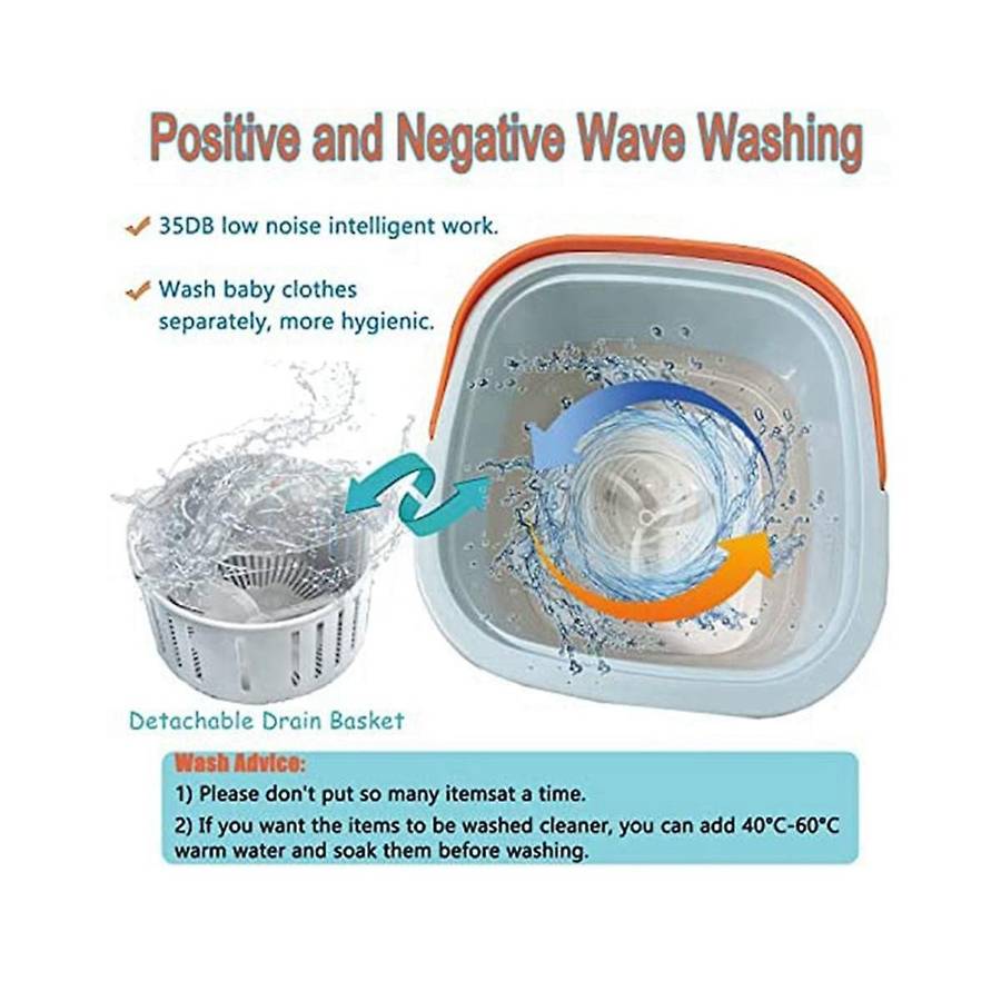 Mini Collapsible Portable Turbo Washing Machine with Drain Basket for Dorms, Travel, Gifts for Frie