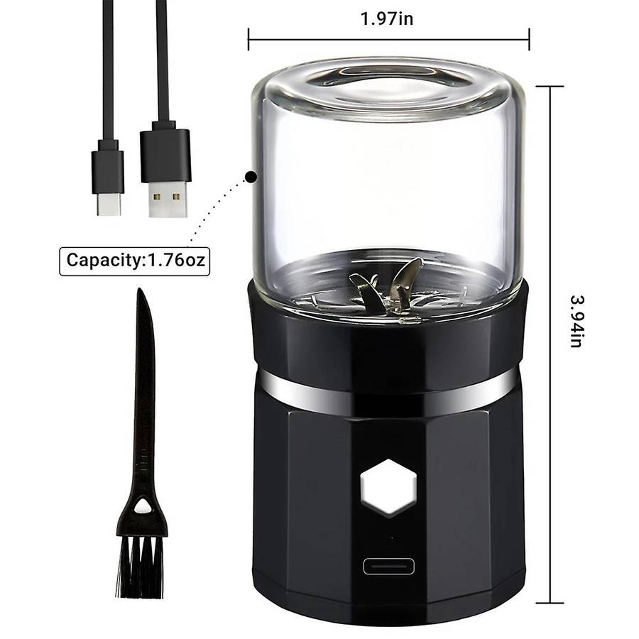 Mini Electric Grinder Portable Vanilla Grinder USB Rechargeable Mill with a Cleaning Brush for Tea