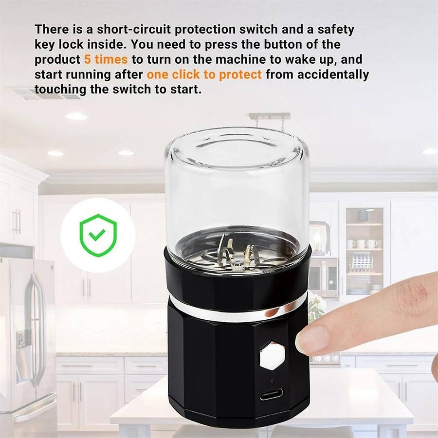 Mini Electric Grinder Portable Vanilla Grinder USB Rechargeable Mill with a Cleaning Brush for Tea