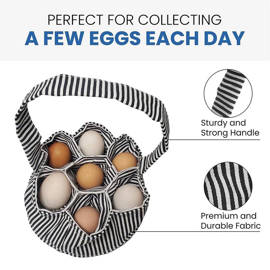 Mini Fabric Egg Basket for Gathering Eggs - 1PCS Egg Collecting Basket with 7 Pouches for Chicken, D