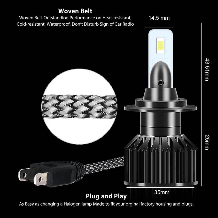 Mini LED Car Headlight Bulb 12000LM 6500K H13 H27 880 HB3 HB4 9007 Running Auto head light lamp H7