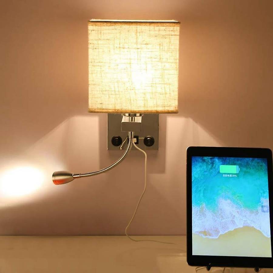 Modern Led Wall Lamp Bedside Bedroom Applique Sconce with Switch Usb Interior Headboard Home Hotel