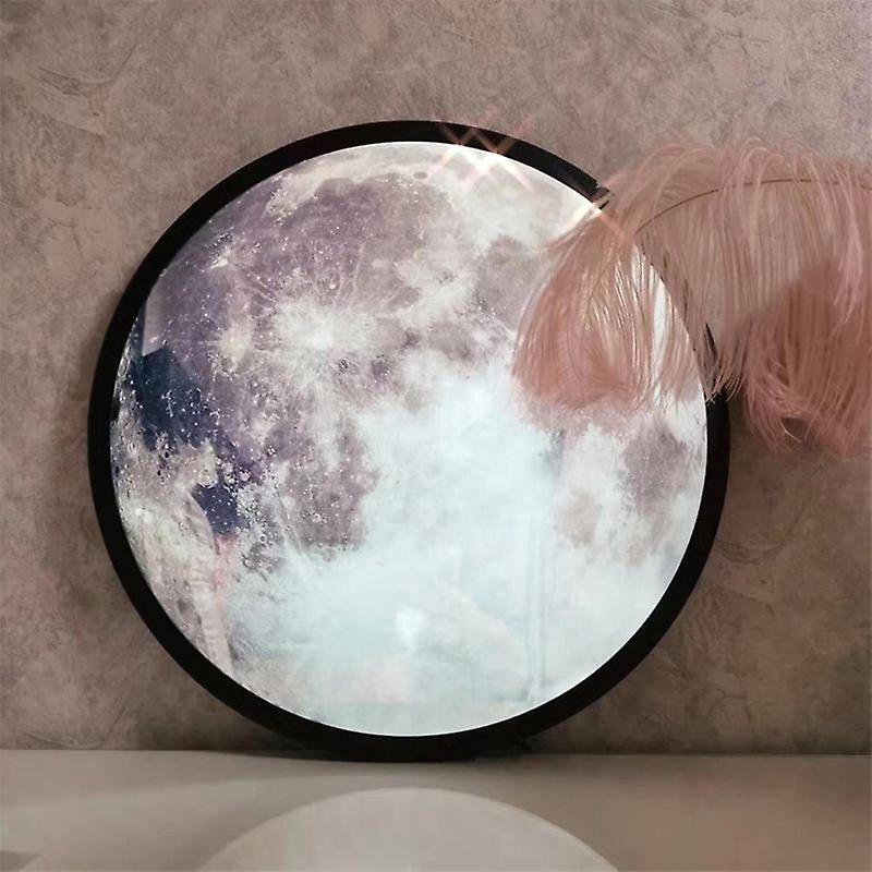 Moon Mirror Lamp Round Moonlight Wall Decor Bedside Lamp Gift Bedroom Bathroom Home Room Decoration