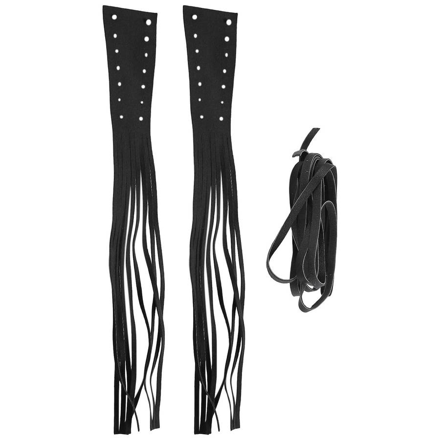 Motorcycle Black PU Leather Brake Lever Covers Biker Clutch Fringe Tassels for Cruiser Chopper Bobbe