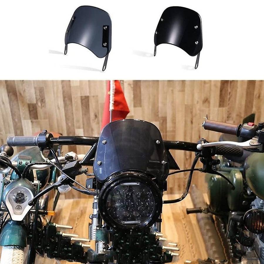 Motorcycle Headlight Windshield Wind Deflector Windscreen Universal W/Mount Bracket Fit Round Headli