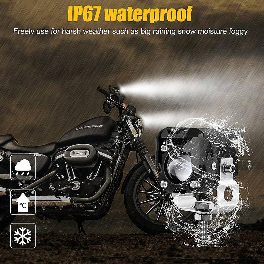 Motorcycle LED Driving Fog Lights 60W 6000LM Amber White Lights 1.3Inch Aux Spotlight Headlight for
