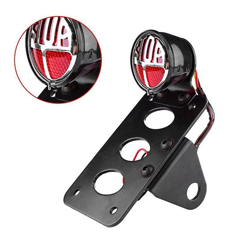 Motorcycle LED Brake Tail Light 3/4 Inch Side Mount License Plate Bracket for Chopper