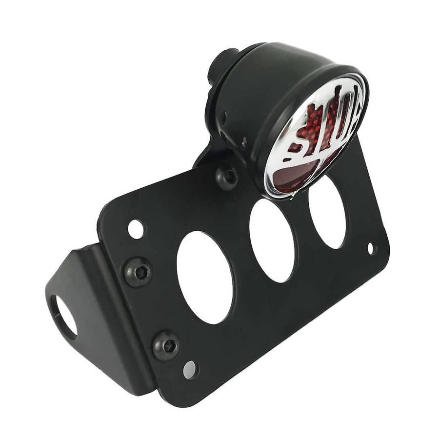Motorcycle LED Brake Tail Light 3/4 Inch Side Mount License Plate Bracket for Chopper