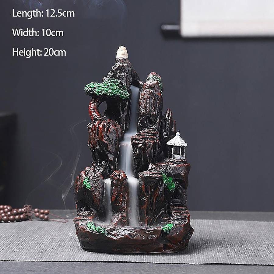 Mountains River Burner Fountain Resin Backflow Aroma Smoke Censer Holder Incense Censer Decor