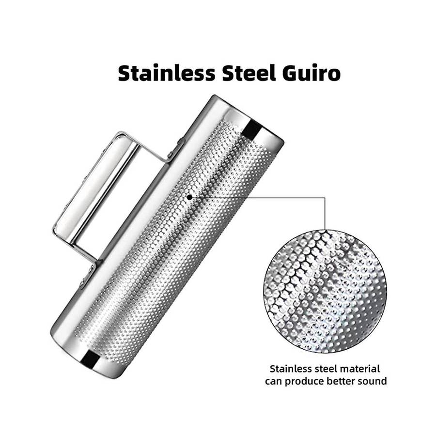 Musical Instrument Stainless Steel 30.48x10.16cm Percussion Instrument with Scraper Metal Shaker Cu