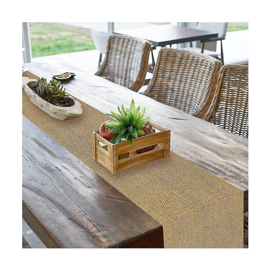 Natural Burlap Tablecloth, 12 X 72 Inch Rustic Tablecloth and Placemat Bulk, Farmhouse Style Party,