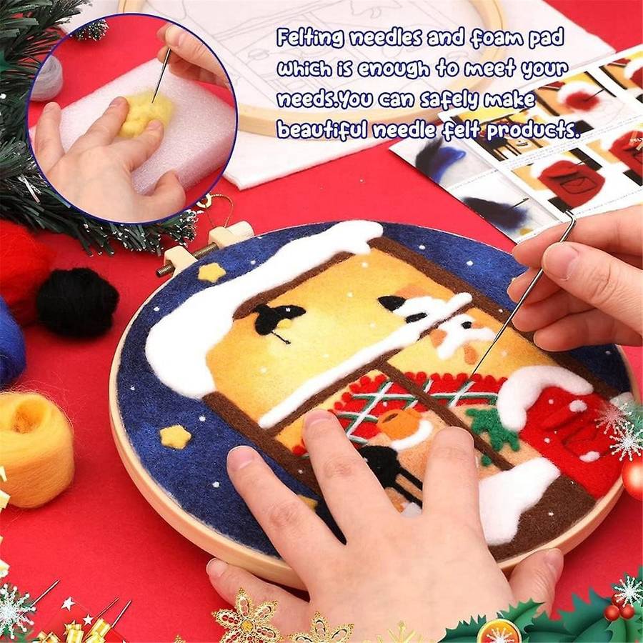 Needle Felting Kit Needle Felt Supplies for Beginners with Wool, Felting Needles,finger For