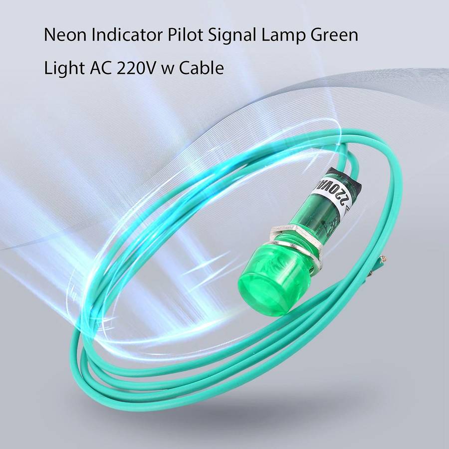 Neon Indicator Pilot Signal Lamp Green Light AC 220V w Cable