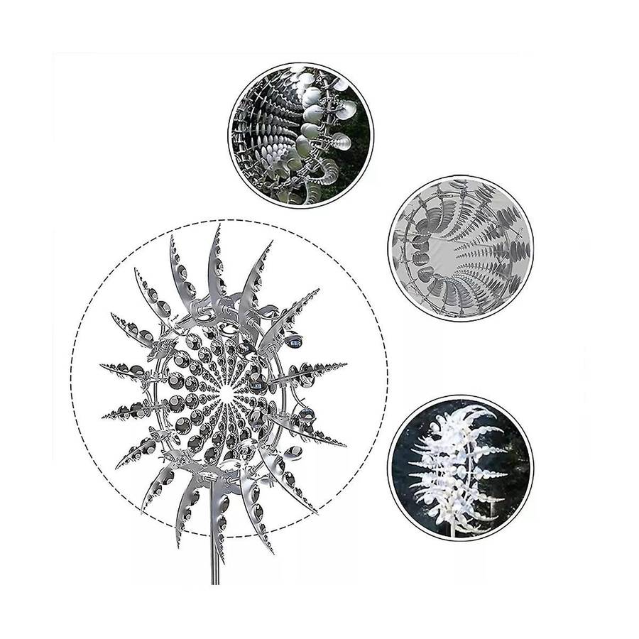 New Unique and Magical Metal Windmill 3d Wind Powered Kinetic Sculpture Lawn Metal Wind Solar Spinne