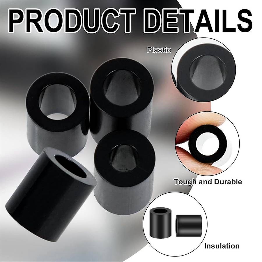 Nylon Spacers, Plastic Spacers Washers Assortment Kit, 345 Pcs Electrical Outlet Screw Spacers, M3 B