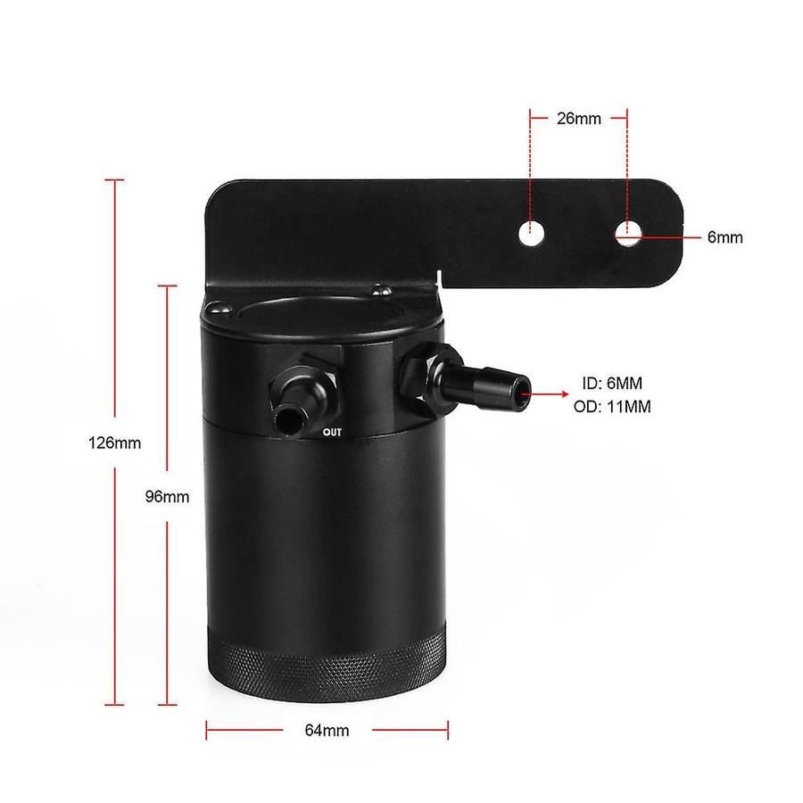 Oil Catch Can Tank / Air-Oil Separator Kit Black with Hose for 2016-2017