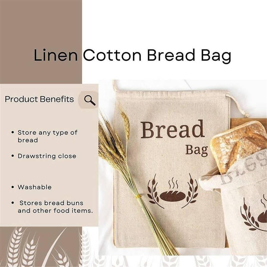Organic Linen Bread Bag Reusable Bread Bags Food Storage Bag Bread Storage Bags Eco Bread Bag