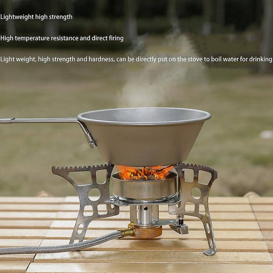 Outdoor Camping Pure Titanium Ultra-Light Frying Pan with Folding Handle Outdoor Camping Skillet Gri