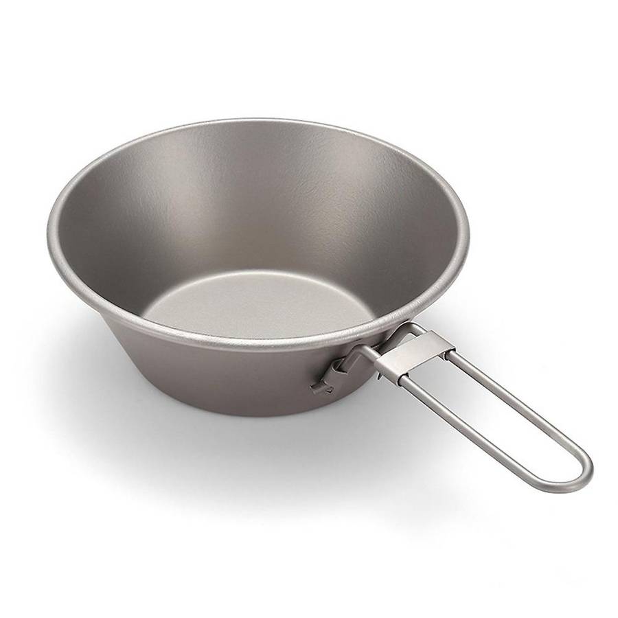 Outdoor Camping Pure Titanium Ultra-Light Frying Pan with Folding Handle Outdoor Camping Skillet Gri