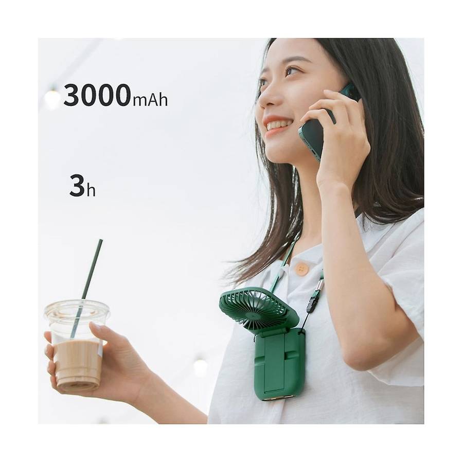 Outdoor Folding Fan Mini Portable Neck Fan Charging Treasure Two-in-one Handheld Small Electric Fan