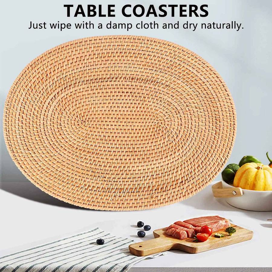 Oval Rattan Placemat,natural Rattan Hand-woven,tea Ceremony Accessories,suitable for Dining Room, K