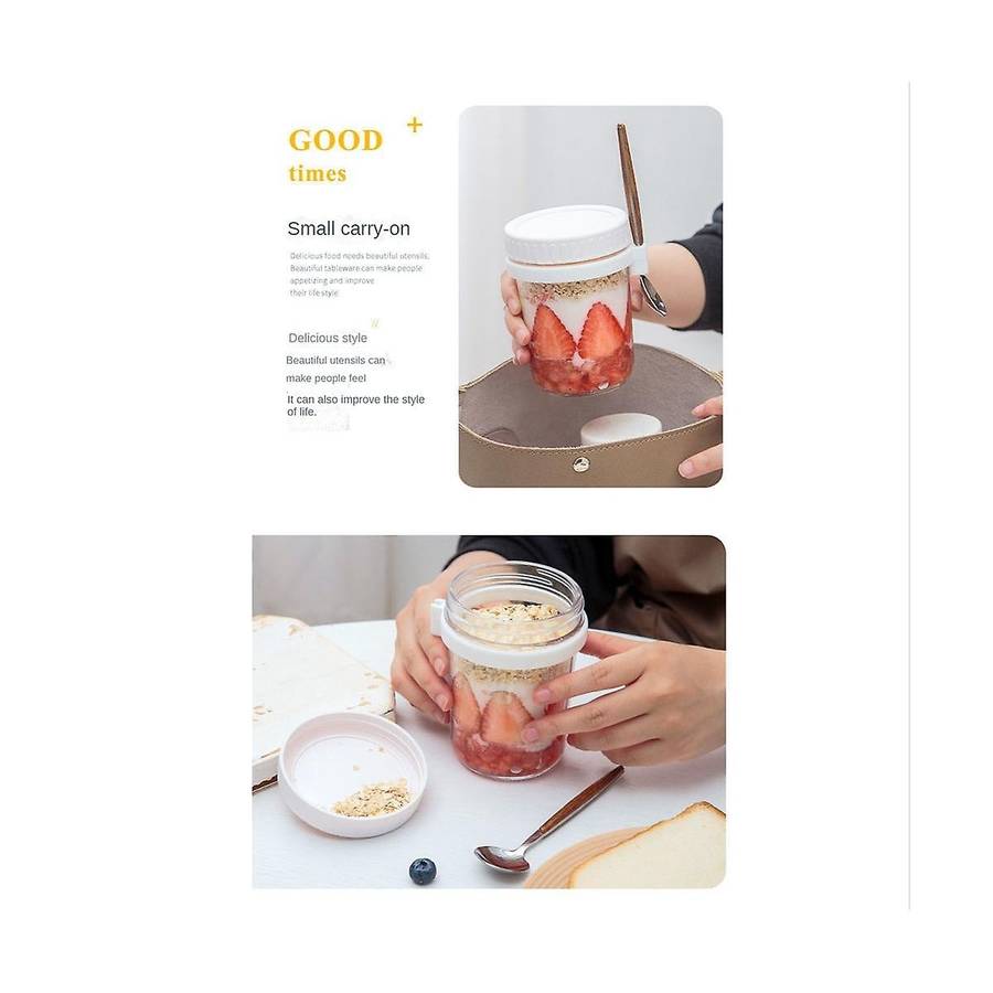 Overnight Oats Jars, with Lid and Spoon,10 , Milk, Vegetable and Fruit Salad Storage Container Whit