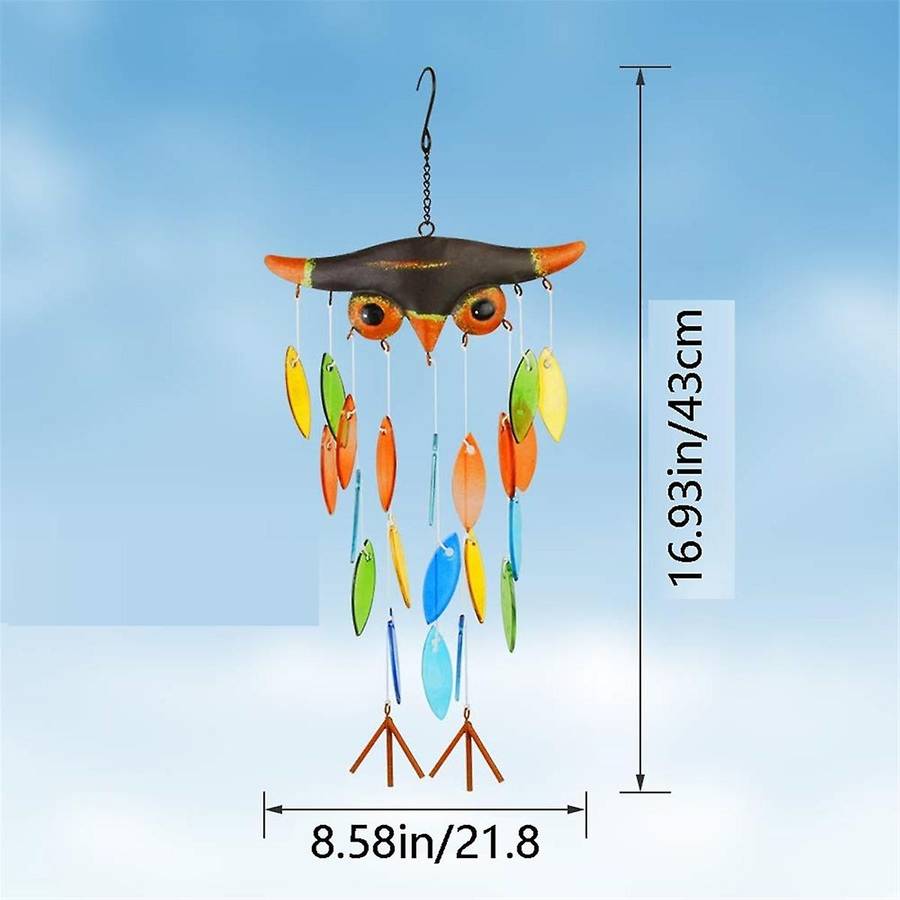 Owl Wind Bell, Iron Folk Art Owl Model Design Wind Chimes for Wall Hanging Home Art Decor, Beautiful