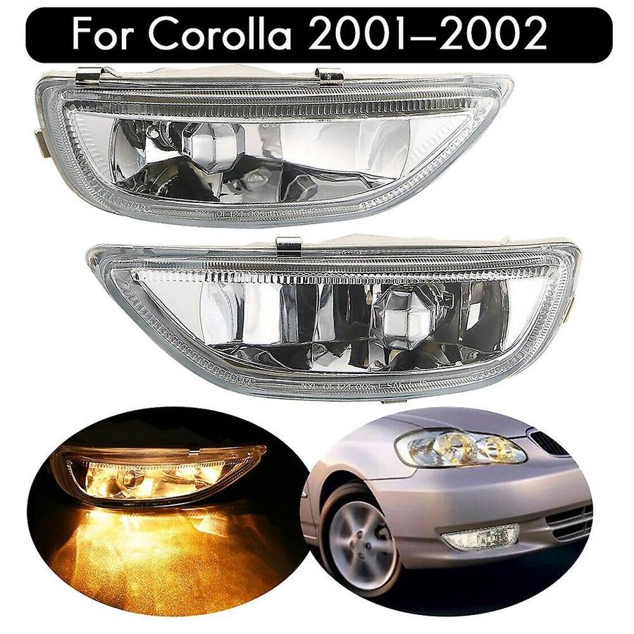 Pair Front Bumper Fog Light Clear Lens Driving Lamp Assembly for 2001 2002 81220-02030 81210-02040