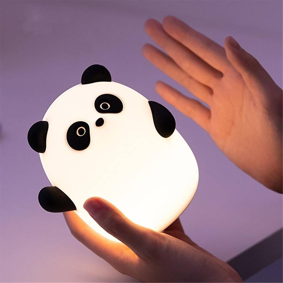Panda Night Light, Cute Squishy Dimmable Touch Animal Lamp, 3 Level LED Food Grade Silicone Light fo