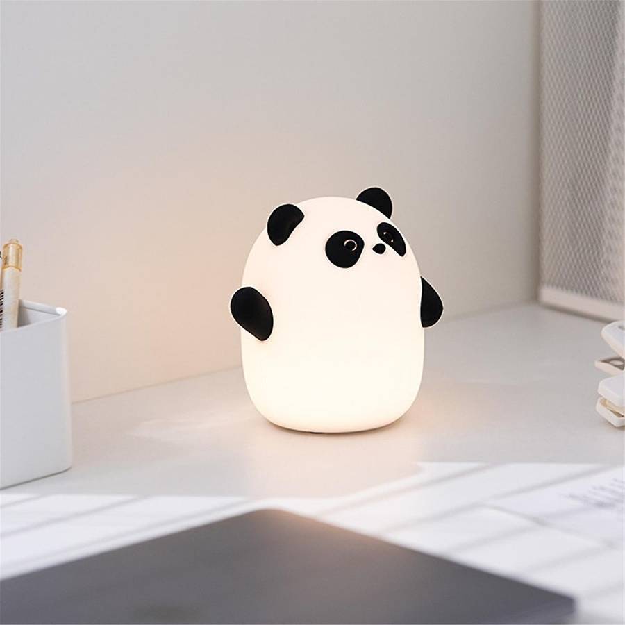 Panda Night Light, Cute Squishy Dimmable Touch Animal Lamp, 3 Level LED Food Grade Silicone Light fo