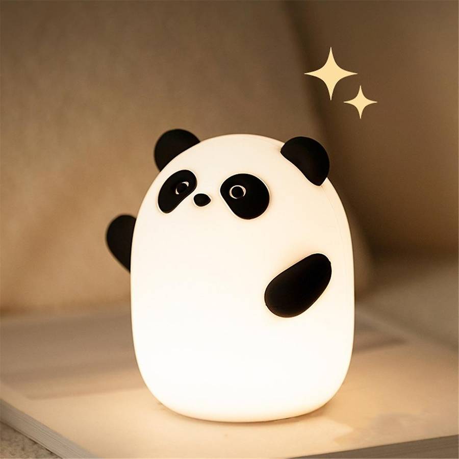 Panda Night Light, Cute Squishy Dimmable Touch Animal Lamp, 3 Level LED Food Grade Silicone Light fo