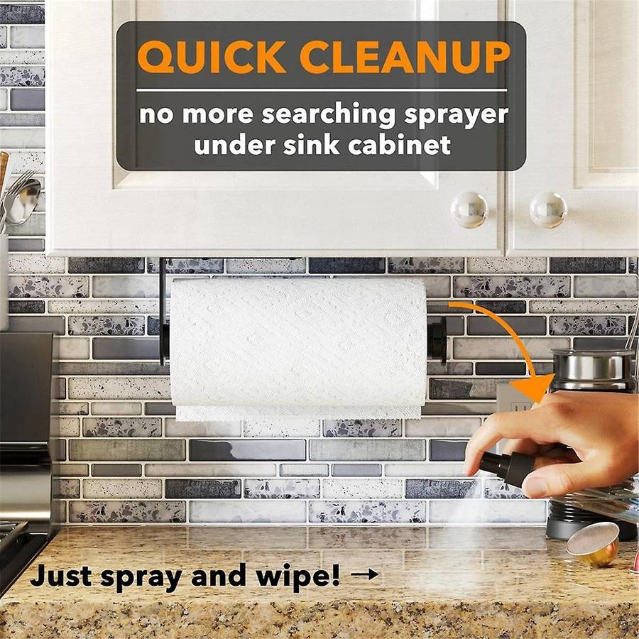 Paper Towel Holder with Spray Bottle,Hanging Wall Mount Papertowels Roller for Kitchen and Bathroom