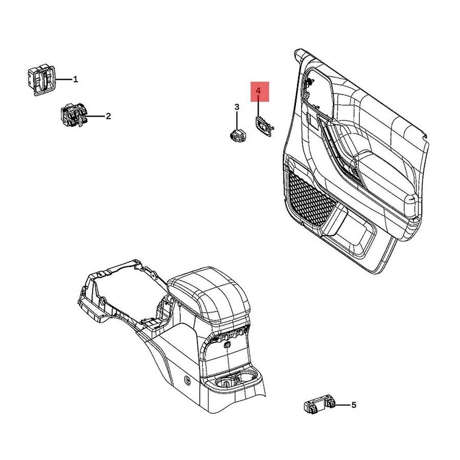 Passenger Side Door Lock Switch Bezel 68185910AA for Jk J3 2011-2018 Right Door Switch Frame Panel