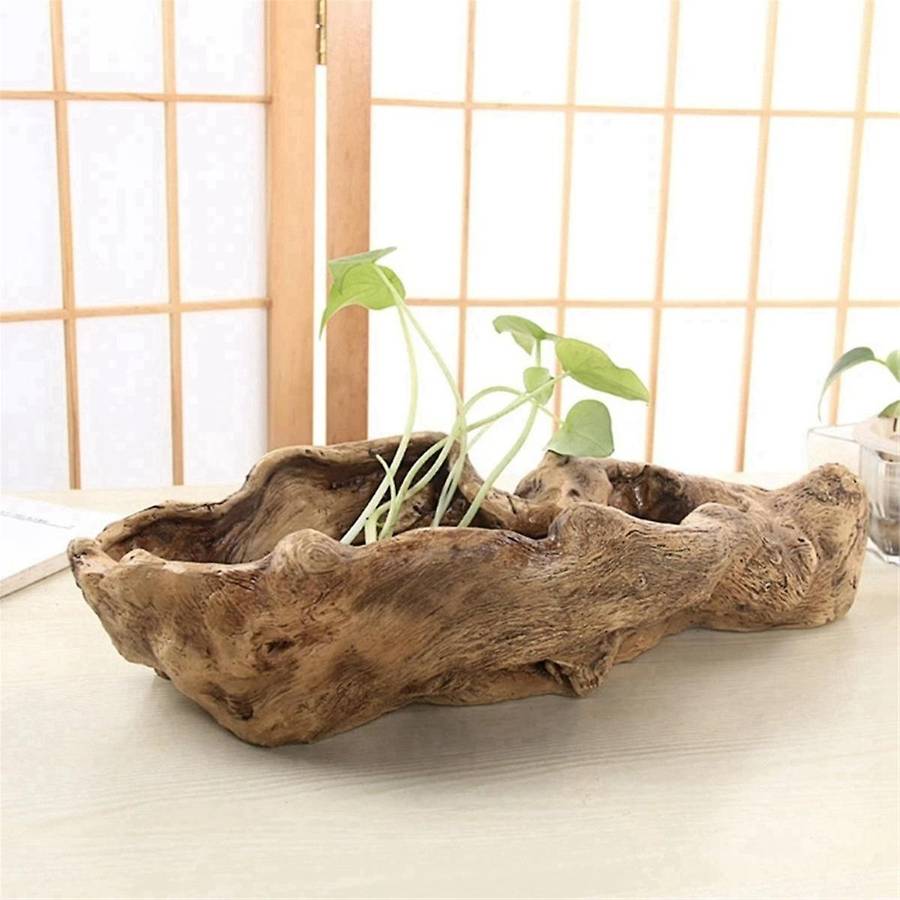 Pastoral Retro Landscape Flower Pot Resin Tree Stump Planter Artificial Driftwood Sculpture Rustic S