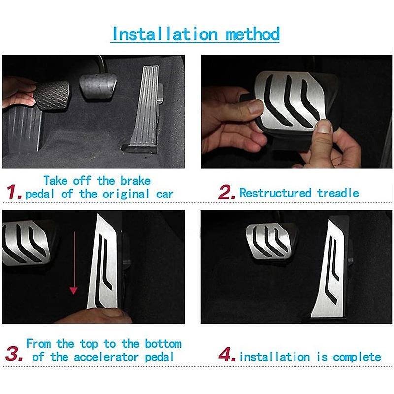 Pedal Covers for Car Gas Brake Pedal Pads No Drill Anti-Slip with Rubbers Aluminum Replacement Autom