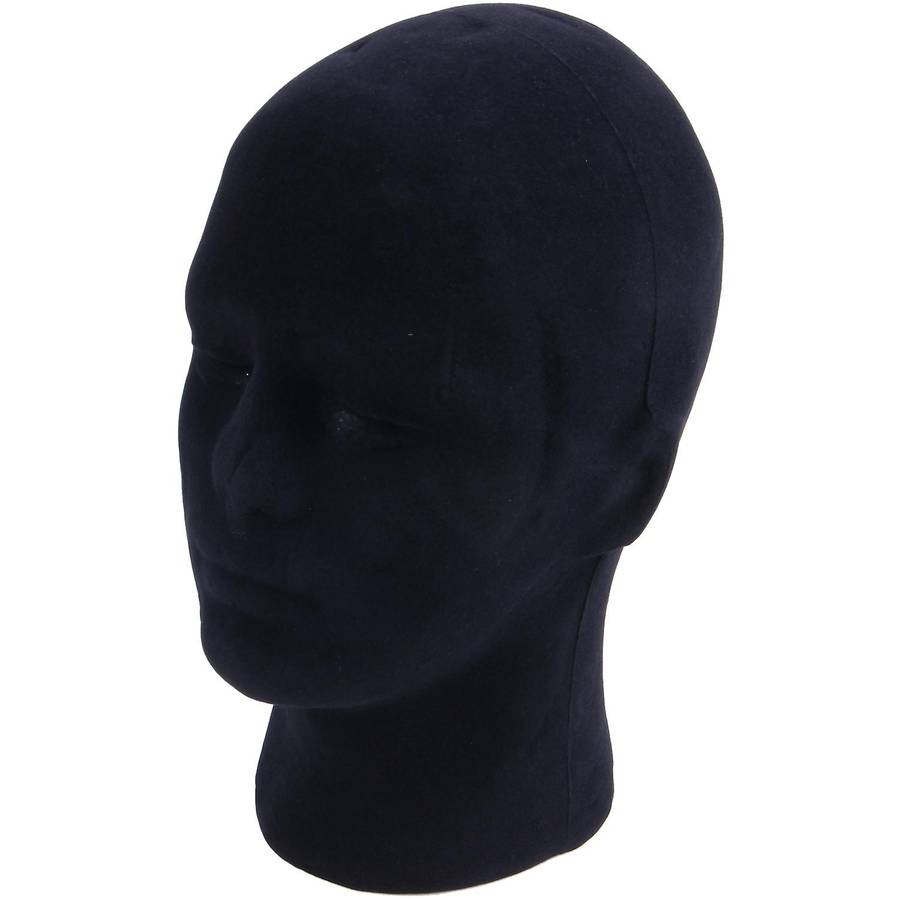 Polystyrene Black Foam Men Model Mannequin Head Dummy Stand Shop Display Hat, 2 X Black