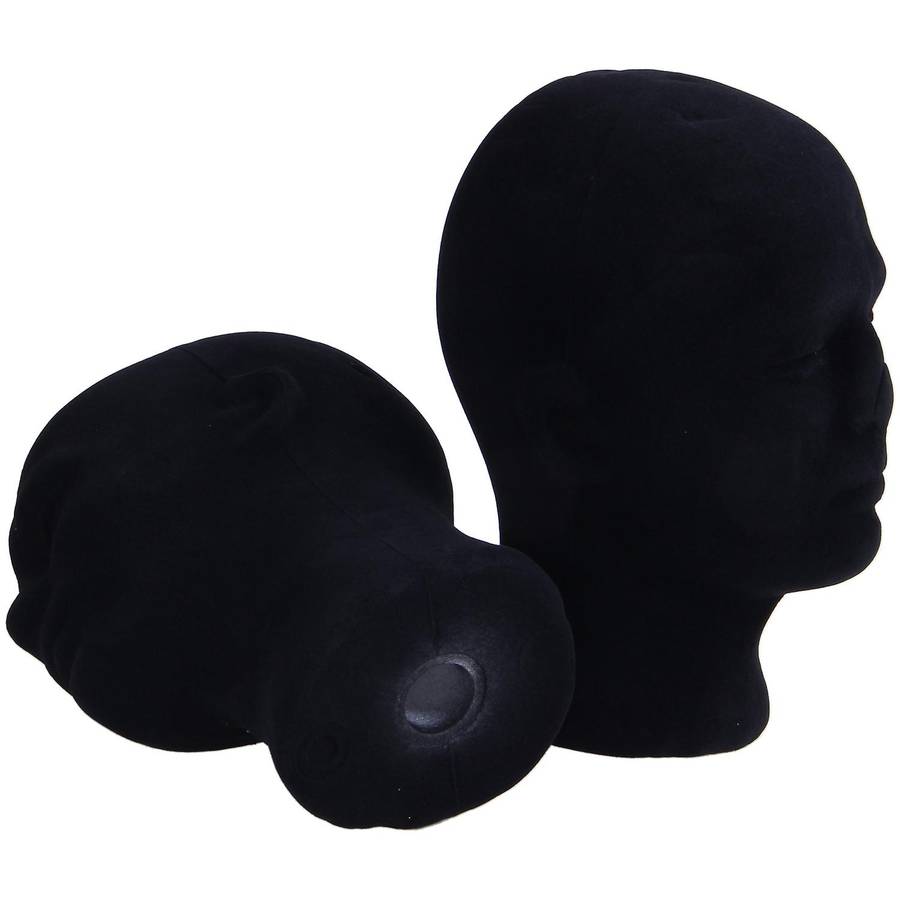 Polystyrene Black Foam Men Model Mannequin Head Dummy Stand Shop Display Hat, 2 X Black